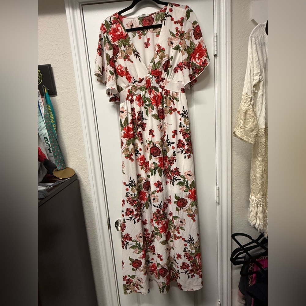 Bailey Blue Floral Midi Dress | Romantic Cottagecore Style | Medium